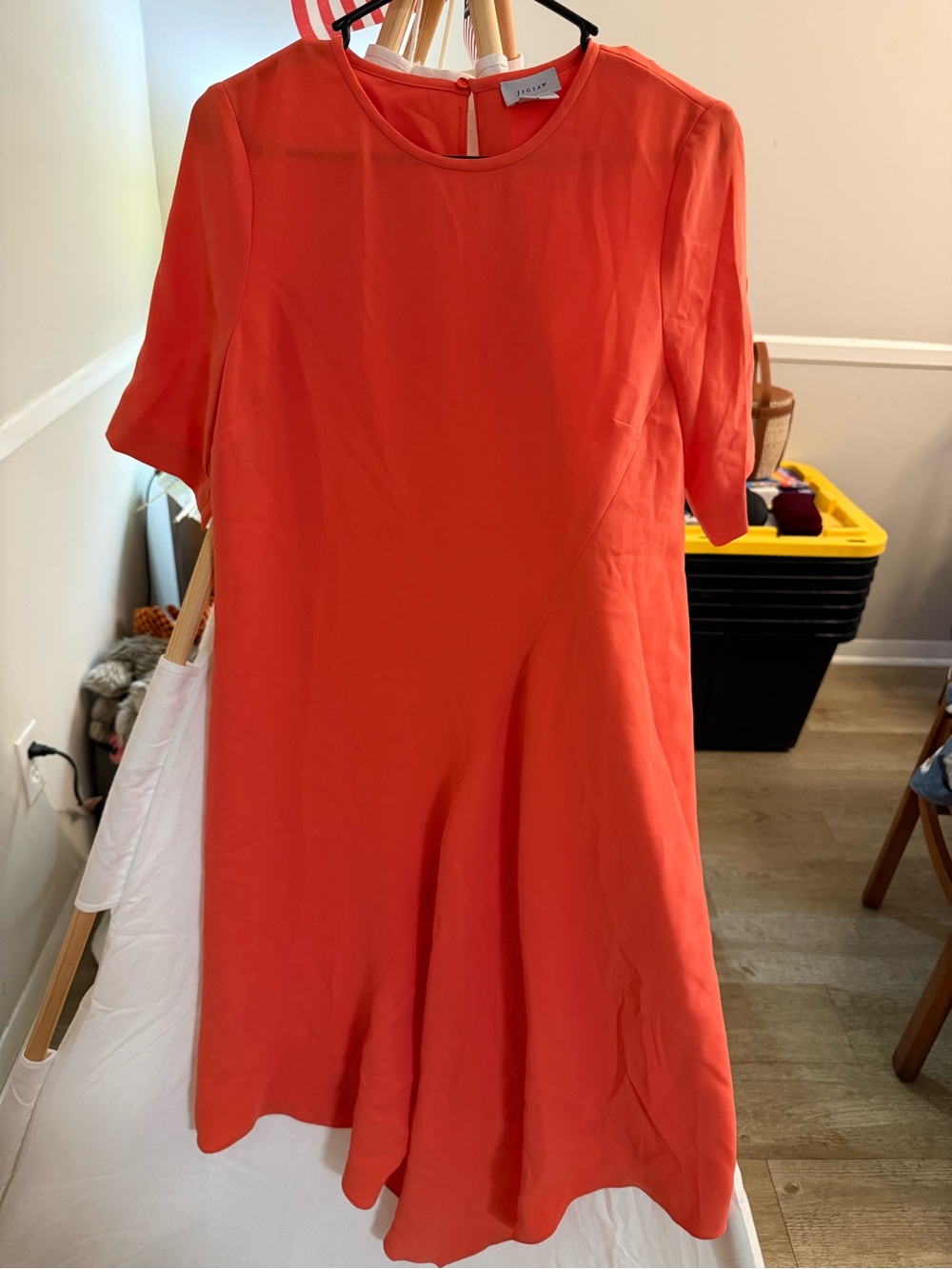 Jigsaw Coral Asymmetrical Short-Sleeve Dress
